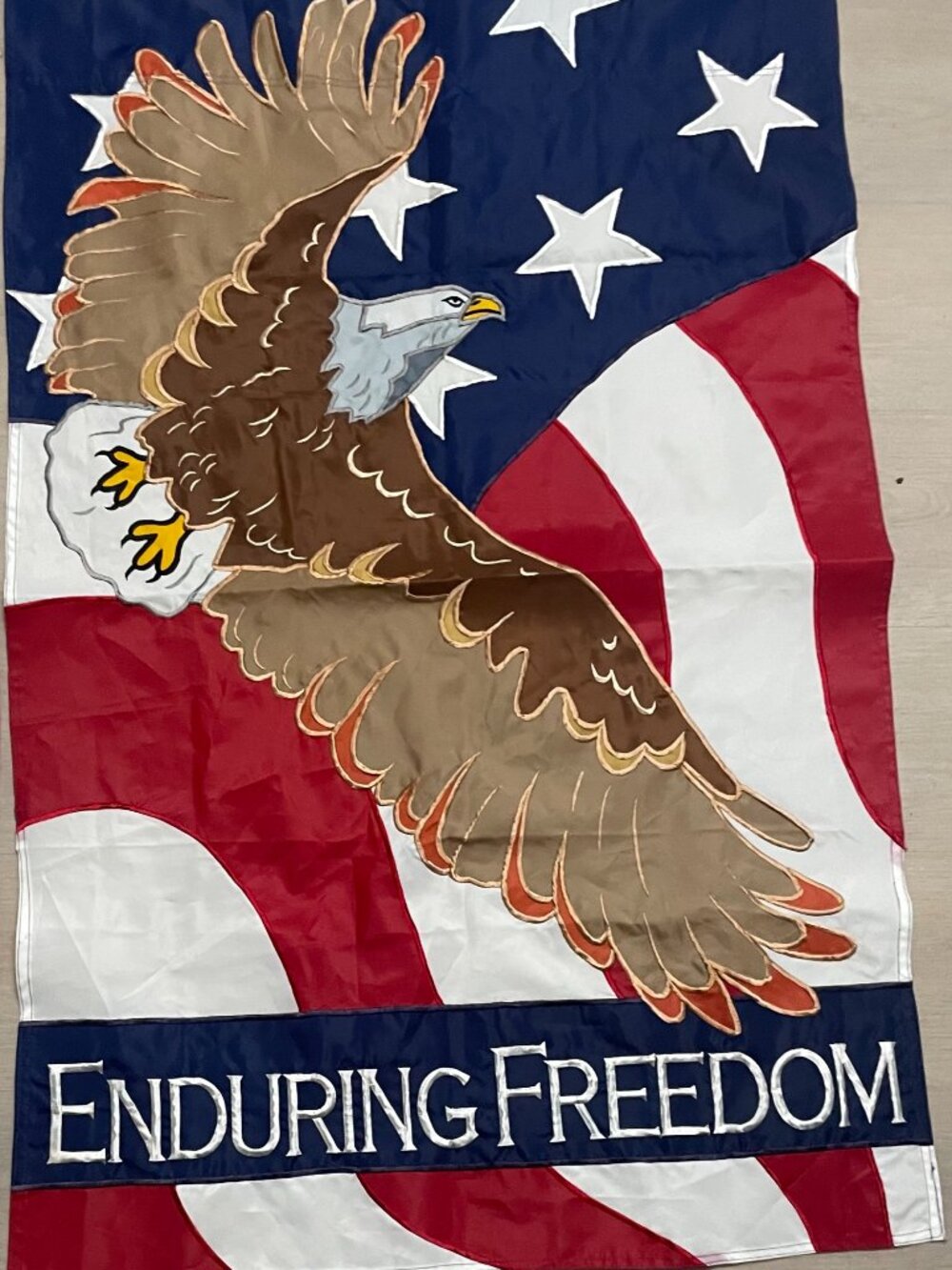 Operation Enduring Freedom Embroidered Garden American Flag w/ Eagle  41” x 27"